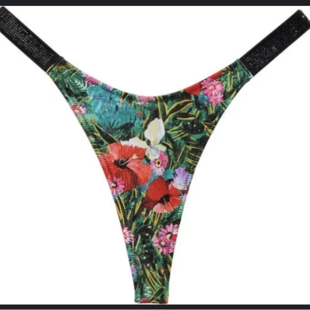 New! Victoria’s Secret shine strap thong bikini bottom tropical 4621